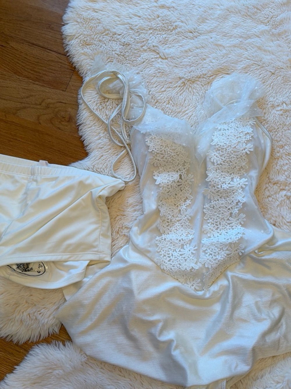 White Lace Appliqué Bodysuit Romper - Women's Intimates